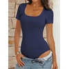 image:imageANRABESS Bodysuits for Women Summer Short Sleeve Scoop Neck TopsNavy Blue