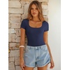 image:imageANRABESS Bodysuits for Women Summer Short Sleeve Scoop Neck TopsNavy Blue
