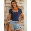 image:imageANRABESS Bodysuits for Women Summer Short Sleeve Scoop Neck TopsNavy Blue