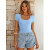 image:imageANRABESS Bodysuits for Women Summer Short Sleeve Scoop Neck TopsSky Blue
