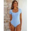 image:imageANRABESS Bodysuits for Women Summer Short Sleeve Scoop Neck TopsSky Blue