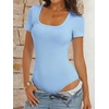 image:imageANRABESS Bodysuits for Women Summer Short Sleeve Scoop Neck TopsSky Blue