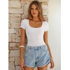 image:imageANRABESS Bodysuits for Women Summer Short Sleeve Scoop Neck TopsWhite