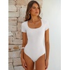 image:imageANRABESS Bodysuits for Women Summer Short Sleeve Scoop Neck TopsWhite