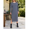image:imageANRABESS Long Sleeve Midi Dresses for Women Fall T Shirt DressBlue White Stripe