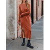 image:imageANRABESS Long Sleeve Midi Dresses for Women Fall T Shirt DressBrick Orange