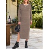 image:imageANRABESS Long Sleeve Midi Dresses for Women Fall T Shirt DressBrown White Stripe