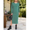 image:imageANRABESS Long Sleeve Midi Dresses for Women Fall T Shirt DressGreen White Stripe