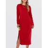 image:imageANRABESS Long Sleeve Midi Dresses for Women Fall T Shirt DressRed