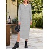 image:imageANRABESS Long Sleeve Midi Dresses for Women Fall T Shirt DressWhite Black Stripe