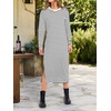 image:imageANRABESS Long Sleeve Midi Dresses for Women Fall T Shirt DressWhite Black Stripe