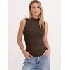 image:imageANRABESS Mock Neck Tank Tops for Women Ribbed Slim Fit Sleeveless TopsCoffee