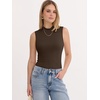 image:imageANRABESS Mock Neck Tank Tops for Women Ribbed Slim Fit Sleeveless TopsCoffee