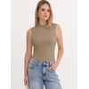 image:imageANRABESS Mock Neck Tank Tops for Women Ribbed Slim Fit Sleeveless TopsLight Khaki