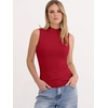 image:imageANRABESS Mock Neck Tank Tops for Women Ribbed Slim Fit Sleeveless TopsRed