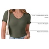 image:imageANRABESS Short Sleeve Tops for Women V Neck Ribbed Knit Basic Tee ShirtsArmy Green