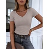 image:imageANRABESS Short Sleeve Tops for Women V Neck Ribbed Knit Basic Tee ShirtsDark Khaki