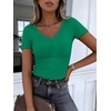 image:imageANRABESS Short Sleeve Tops for Women V Neck Ribbed Knit Basic Tee ShirtsGreen