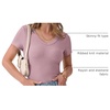 image:imageANRABESS Short Sleeve Tops for Women V Neck Ribbed Knit Basic Tee ShirtsGrey Pink