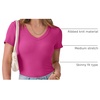 image:imageANRABESS Short Sleeve Tops for Women V Neck Ribbed Knit Basic Tee ShirtsHot Pink