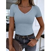 image:imageANRABESS Short Sleeve Tops for Women V Neck Ribbed Knit Basic Tee ShirtsLight Blue