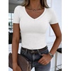 image:imageANRABESS Short Sleeve Tops for Women V Neck Ribbed Knit Basic Tee ShirtsWhite