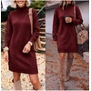 image:imageANRABESS Sweater Dress for Women Fall Oversized Mock Neck Long Sleeve DressDark Red