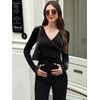 image:imageANRABESS Velvet Tops for Women Wrap Long Sleeve V Neck Shirt Dressy BlouseBlack