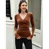 image:imageANRABESS Velvet Tops for Women Wrap Long Sleeve V Neck Shirt Dressy BlouseBurnt Orange