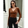 image:imageANRABESS Velvet Tops for Women Wrap Long Sleeve V Neck Shirt Dressy BlouseBurnt Orange