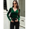 image:imageANRABESS Velvet Tops for Women Wrap Long Sleeve V Neck Shirt Dressy BlouseGreen