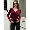 image:imageANRABESS Velvet Tops for Women Wrap Long Sleeve V Neck Shirt Dressy BlouseHot Pink