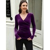 image:imageANRABESS Velvet Tops for Women Wrap Long Sleeve V Neck Shirt Dressy BlousePurple