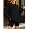 image:imageANRABESS Women Extra Soft Long Sleeve Shirts Oversized Thermal Fleece TopsBlack
