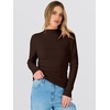 image:imageANRABESS Women Long Sleeve Mock Neck Shirts Fall Ruched Fitted Thermal TopsCoffee
