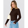 image:imageANRABESS Women Long Sleeve Mock Neck Shirts Fall Ruched Fitted Thermal TopsCoffee
