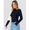 image:imageANRABESS Women Long Sleeve Mock Neck Shirts Fall Ruched Fitted Thermal TopsNavy Blue