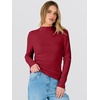 image:imageANRABESS Women Long Sleeve Mock Neck Shirts Fall Ruched Fitted Thermal TopsRed
