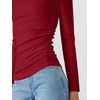 image:imageANRABESS Women Long Sleeve Mock Neck Shirts Fall Ruched Fitted Thermal TopsRed
