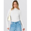 image:imageANRABESS Women Long Sleeve Mock Neck Shirts Fall Ruched Fitted Thermal TopsWhite