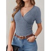 image:imageANRABESS Women Short Sleeve V Neck ShirtsBlue