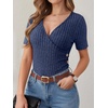 image:imageANRABESS Women Short Sleeve V Neck ShirtsDark Blue
