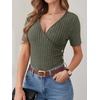 image:imageANRABESS Women Short Sleeve V Neck ShirtsDeep Green