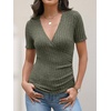 image:imageANRABESS Women Short Sleeve V Neck ShirtsDeep Green