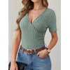 image:imageANRABESS Women Short Sleeve V Neck ShirtsLight Green
