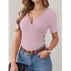 image:imageANRABESS Women Short Sleeve V Neck ShirtsPink