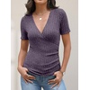 image:imageANRABESS Women Short Sleeve V Neck ShirtsPurple