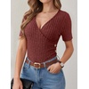 image:imageANRABESS Women Short Sleeve V Neck ShirtsRust Orange