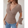 image:imageANRABESS Women Short Sleeve V Neck ShirtsTan