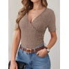 image:imageANRABESS Women Short Sleeve V Neck ShirtsTan